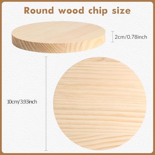 4PACK 4 inch Round Wooden Plaque, 3/4 Inch Thick Unfinished Wooden Circle Plaque, Natural Pine Wood Base for Craft Projects, Sign, Painting, Woodcarving, Engraving - Thumbnail 2