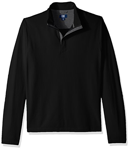 Cutter & Buck Men's Hewitt Lightweight Honeycomb Textured Half-Zip Sweatshirt, Black, 5X Big