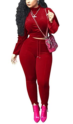 Molisry Women Fall Velour Tracksuit 2 Piece Outfits Long Sleeve Jacket Sweatshirt Velvet Pants Sets