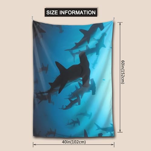 Tapisserie imprimée requins marteaux 152x101 cm déco murale - 3