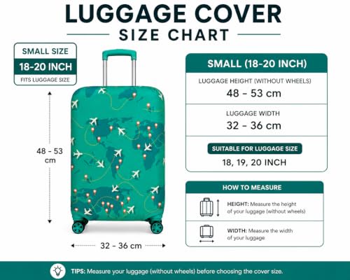 Image of Printed Luggage Cover for Traveling Bag & Suitcase - Stretchable & Scratchproof Trolley Protector with Velcro Lock & Lightweight Washable Material(Suitcase Bag Not Included, Only Cover in Product)