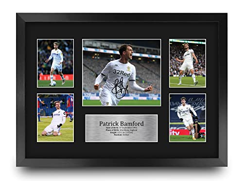 Patrick Bamford autographe imprimé Leeds United cadre photo premium A3