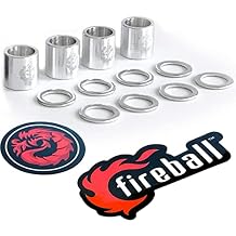 Fireball Dragon Precision Aluminum Spacers and Speed Rings Set for Skateboards and Longboards - 4X Skateboard Spacers 8X Skateboard Washers