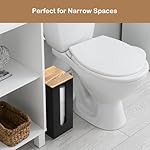 Black Freestanding Wooden Toilet Paper Holder Stand, Rustic Bathroom Storage Organizer with Burnt Wood Lid, Fits 3 Extra XXL Toilet Paper Rolls - Image 4