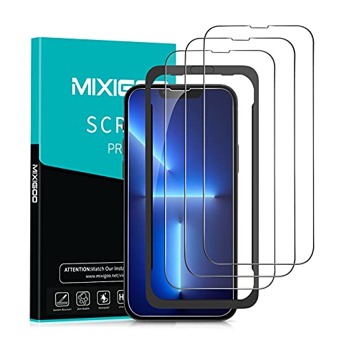 mixigoo 3 Stück Full Screen Schutzfolie Kompatibel mit iPhone 13 Pro Max, 9H Härte Panzerglasfolie mit Positionierhilfe Anti-Bläschen Anti-Kratzen Displayschutz Kompatibel mit iPhone 13 Pro Max 6.7‘’ Cover