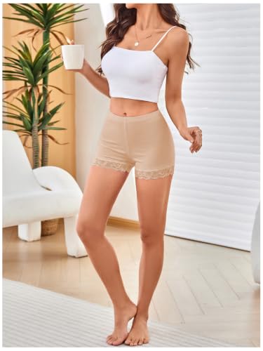 Image of MakeMeChic Women's Summer Lace Trim Shorts Biker Under Dresses