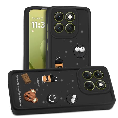 Image of AESTMO Back Case Cover for Motorola Moto G86 5G Cover | Cute Fun Cartoon 3D Ball | Coffee Silicone Case | Full Body Protection | Camera Protection Back Cover for Motorola Moto G86 5G (Black)