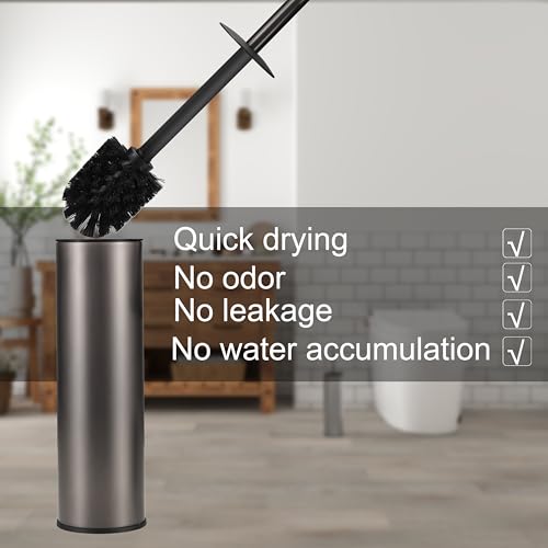 Image of Toilet Brush and Holder Set Premium Material Toilet Bowl Cleaner Free Standing Toilet Bowl Brush and Holder 1pack Gun Grey