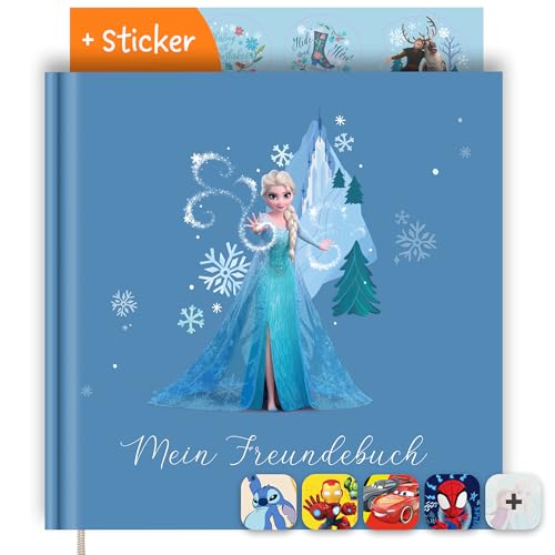 PRINTHOUSE ELSA Freundebuch Kindergarten Mädchen Inkl. Sticker - Offiziell Lizensiertes Disney Produkt - Freundschaftsbuch Kindergarten Freundebuch Mädchen Meine Kindergartenfreunde Buch 20x20