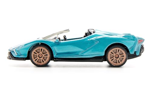 siku 1571, Lamborghini Sián Roadster, Spielzeug-Auto, Metall/Kunststoff, Türkis Metallic, Gummierte Reifen, Sportliche Felgen, Offenes Dach