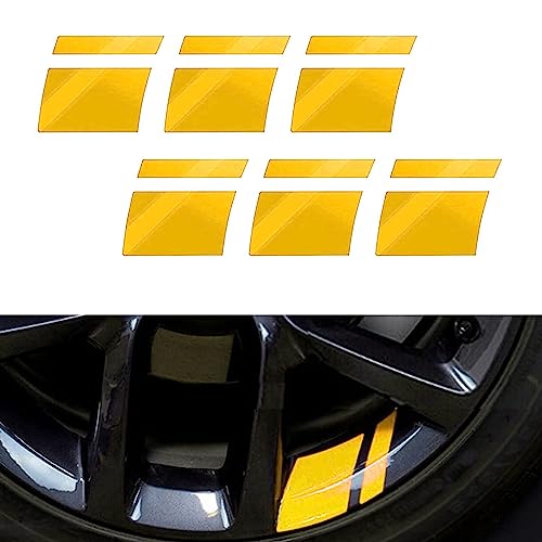 Image of gunhunt 6 PCS Car Reflective Stickers, Wheel Rim Decal Stripes Car Decals, Automotive Decals Hash Stripe Stickers for 18-21 Inch Wheels Tire Rim Safety Decoration Accessories (Yellow)