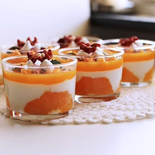 Grande Glass Dessert Bowls – Set of 6 | 200ml Lead-Free Rounded Square Glass Cups for Ice Cream, Pudding, Yogurt, Cocktails & Candles | Elegant Small Serving Bowls for Parties & Gifting