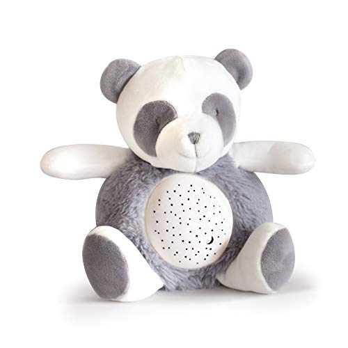 Doudou et Compagnie - Peluche Veilleuse Enfant Panda - Veilleuse Musicale et Lumineuse - 3 Lumières - Bruit Nature - 20 cm - Gris - DC3693