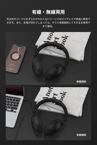 Nakamichi ヘッドホン Bluetooth 5.3 ANCノイズキャンセリング マイク内蔵 ワイヤレスヘッドホン 50時間連続再生 マルチポイント 有線無線両用 低遅延モード オーバーイヤーヘッドホン Elite Five ANC