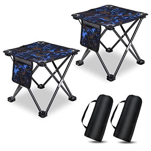Kaboer 2 Pack Folding Camping Stool Portable Outdoor Camping Chair For Fishing Bbq Hiking Gardening And Beach,Travel With Carry Bag(Camouflage Blue) #TOP18
