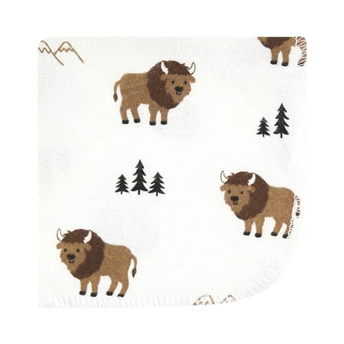Image of Hudson Baby Unisex Baby Flannel Cotton Poly Washcloths, Wild Buffalo 10 Pack, One Size