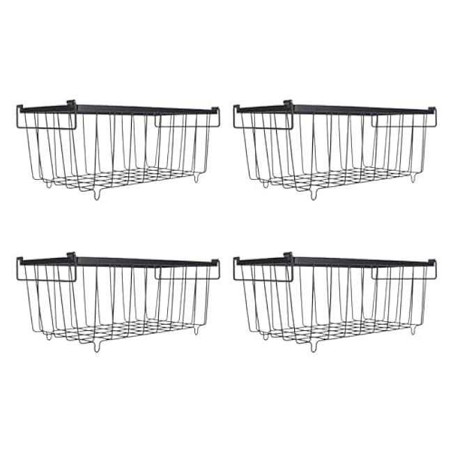 4PCS Chest Freezer Storage Baskets Metal Wire Food Organizer for Refrigerated Cabinet