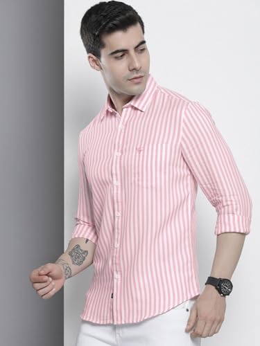 Image of The Indian Garage Co Men Regular Fit Striped Full Sleeves Cutaway Collar Casual Shirt