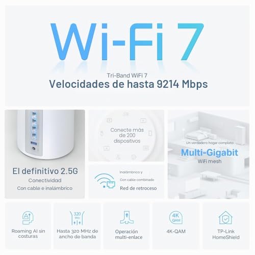 Miniatura 3 de Tp-Link Deco Be65 1-Pack - Sistema Wi-Fi 7 Mesh Be9300, Tribanda 5760 Mbit S 6 Ghz 2880 Mbit S 5 Ghz 574 Mbit S 2,4 Ghz , 4 Puertos 2.5g, 1 Usb 3.0, Mlo