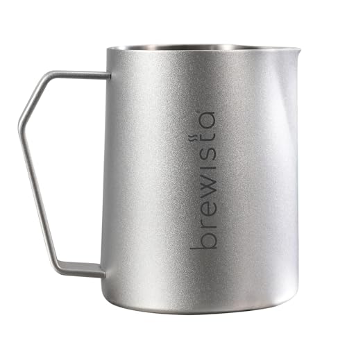Brewista Precision Milk Frothing Pitcher, Steaming Jug, Coffee, Espresso Machine Accessories for Barista, Latte Art, Cappuccino, Stainless Steel Cup, 16 oz/480 ml, Silver