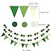 ZERODECO Party Decoration, 21 Pcs Green Hanging Paper Fans, Pom Poms Flowers, Garlands String Polka Dot and Triangle Bunting Flags for Golf Party Dinosaur Birthday Parties Arbor Day