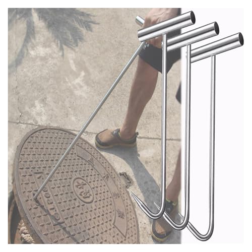 Manhole Lifting Sewer Stainless Hook, 20 24 28 32 35 40 in Long Manhole Hook for Trampoline Pull Springs, Storm Drain Cover Hook/Pulling Moving Lifter Tool(3pack,60cm(23 3/5