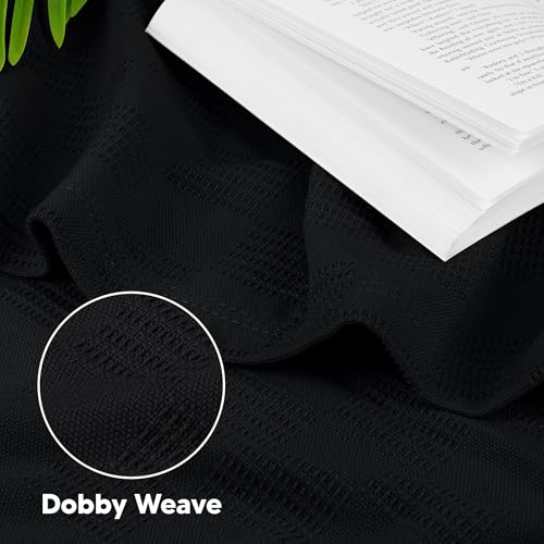 Image of Utopia Bedding 100% Cotton Thermal Blanket Black Queen Size Soft, Lightweight, Breathable, Cozy Spring and Summer Blankets for Bed, Home Decor Gifts for Women and Men (90x90 Inches)