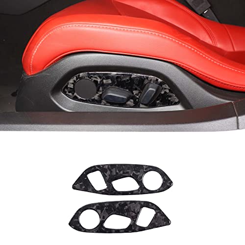 CHEAYAR Soft Real Carbon Fiber Car Seat Adjustment Switch Trim Sticker Compatible with Corvette C8 Stingray Z06 Z51 2020 2021 2022 2023 Interior Decoration Accessories (Forging Pattern 3 Holes)