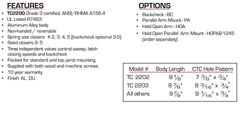 Global Door Controls Commercial Door Closer In Aluminum With Backcheck - Size 3 #TOP1