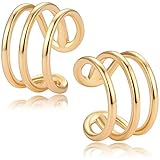GUEMER Dainty Gold Ear Cuff Earrings 14K Gold Plated Non Pierced Tiny Ear Cuffs Simple Charm Clip Ti