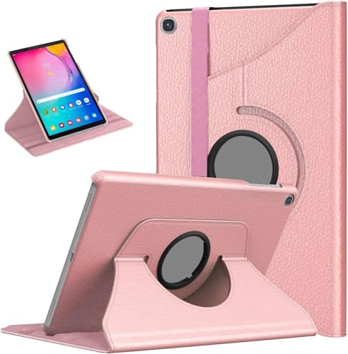 AM Case For Samsung Galaxy Tab A 10.1 2019 T510 T515 T517 Leather Smart Rotating 360 Flip Case Stand Cover for Galaxy Tab A 10.1 inch SM-T510/SM-T515 2019 Tablet with Pen Holder (Rose Gold)
