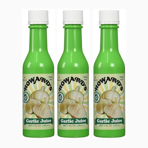 Howard’s Garlic Juice, 5 fl oz | Pure Liquid Garlic Seasoning | All-Natural Flavor Enhancer for Cooking, Marinades, Dressings & Sauces | No Artificial Preservatives [Pack of 3]