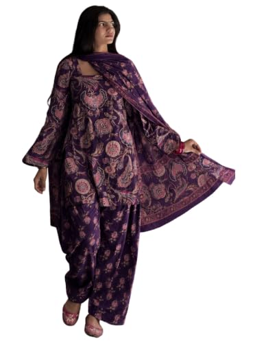Image of ANNI Designer Farshi Salwar Suit for Women Cotton Printed | Kurta Dupatta Set for Woman | Straight Palazzo Outfit Square Neck Long Sleeve Ethnic Dress Stylish Womens Clothing