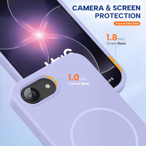 Image of Miracase Magnetic for iPhone 17e Case & iPhone 16e Case, [Soft Anti-Scratch Microfiber Lining], Compatible with MagSafe, Silicone Shockproof Protection Phone Case for iPhone 17e /16e, Light Purple