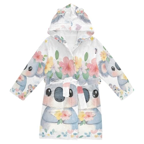 Koala with Flowers Hooded Pajama Kids Bathrobes For Girls