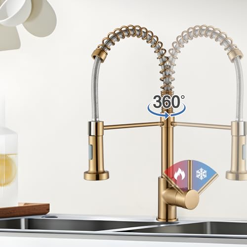 Robinet de cuisine basse pression de lavage en acier inoxydable doré pour eau chaude - 6