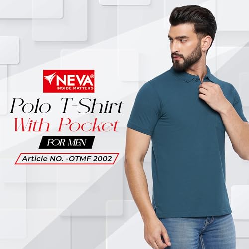 Image of NEVA Men's Regular Fit Half Sleeve Polo Neck T-Shirt with Chest Pocket