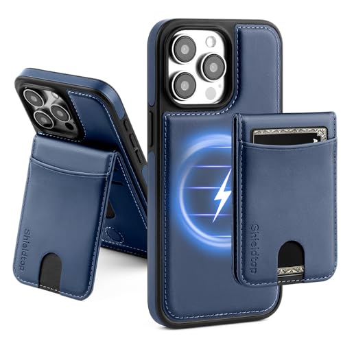 Portefeuille Magsafe amovible iPhone 15 Pro, étui cuir bleu pour sorties et trajets
