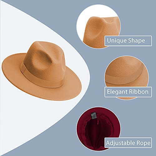 Image of Womens & Mens Fedora Hats, Wide Brim Fedora Hats for Women Men