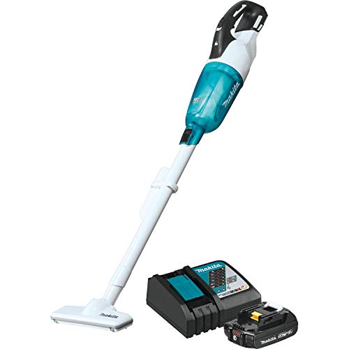 Makita XLC03R1WX4 18V LXT Lithium-Ion Compact Brushless Cordless Vacuum Kit, Trigger W/Lock (2.0Ah), White