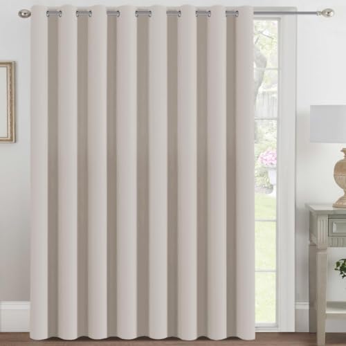 Image of H.VERSAILTEX Blackout Patio Curtains 100 x 90 Inches for Sliding Door Extral Wide Blackout Curtain Panels Thermal Insulated Room Divider - Grommet Top, 7.5' Tall by 8.3' Wide - Natural