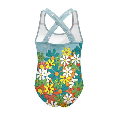 Image of Kid One Piece Swimsuit with Cross Back Girls Summer Sleeveles Swimwear for 5-14 Years