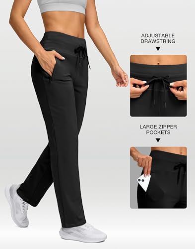 SANTINY Women's Fleece Lined Pants 29" Winter Warm Sweatpants Water Resistant Snow Ski Hiking Pants with Zipper Pockets3