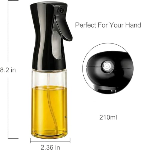 Image of 6 Pcs Round Reusable Silicone Air Fryer Liners Set - Non-Stick Air Fryer Basket, Glass Oil Sprayer Bottle (200ml), Silicone Spatula & Brush, Kitchen Accessories for Microwave Oven & Baking