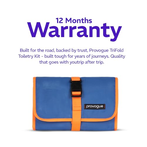 Image of Provogue Trifold Toiletry Kit for Men and Women, Polyester Cosmetic kit, Travel Organiser Pouch with Foldable Design and Buckle Closure, Travel Accessory for Men and Women, Electric Blue