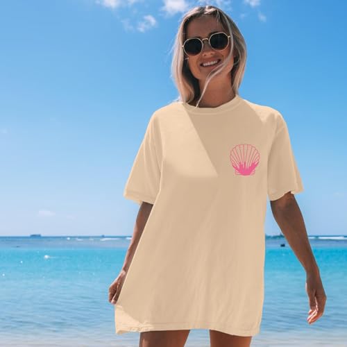 Image of Hawaiian T Shirts for Women Oversized Aesthetic Hibiscus Flower Beach Shirt Teens Preppy Tropical Graphic Tee Tops