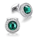 MERIT OCEAN Cufflinks for Men Crystal, Cuff Links Mens for Black Suit White Shirt, Jewelry or Accessories Cufflinks for Business Wedding Anniversary