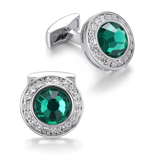 Image of MERIT OCEAN Cufflinks for Men Crystal, Cuff Links Mens for Black Suit White Shirt, Jewelry or Accessories Cufflinks for Business Wedding Anniversary