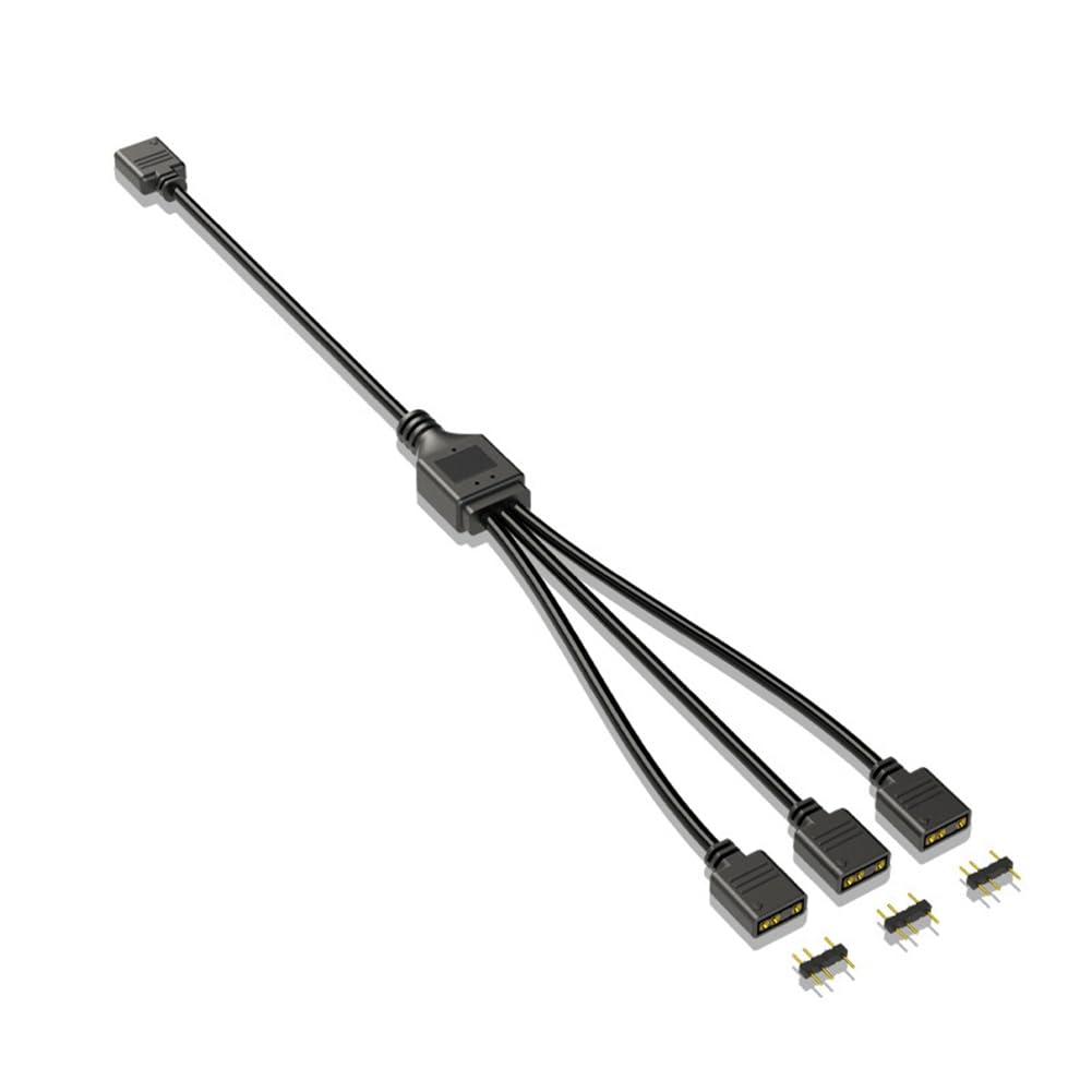 5V 3-Pin Extension Cable for Computer Motherboard 1 Hub Cable Connection Extension ARGB Splitter Black