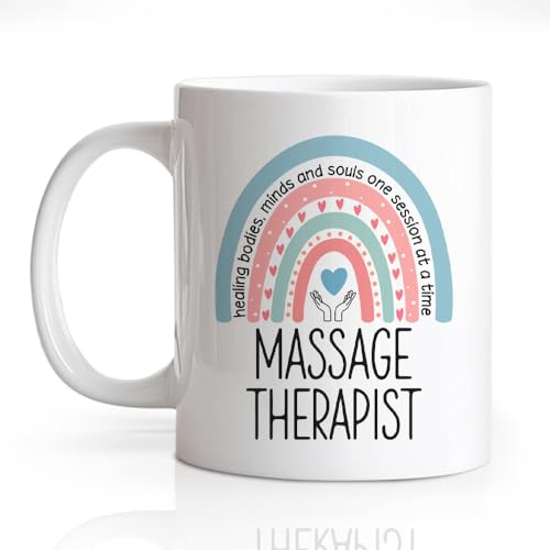 Gkodw Massage Therapist Funny 11oz Double-Sided Ceramic Mug, Rainbow Coffee Mug for Massage Therapy, Masseuse Gifts for Men Women, MT Graduation Birthday Thank You Gifts, Muscle Therapy Cup
